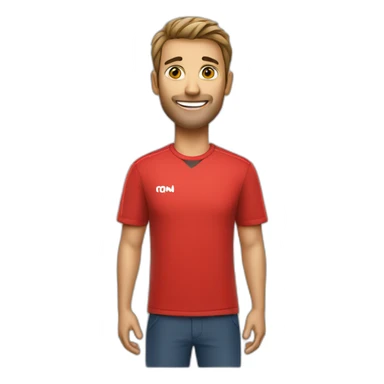 Men with cricket bat in red t shirt sticker