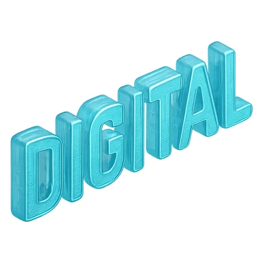 The word "DIGITAL", cyan blue sticker