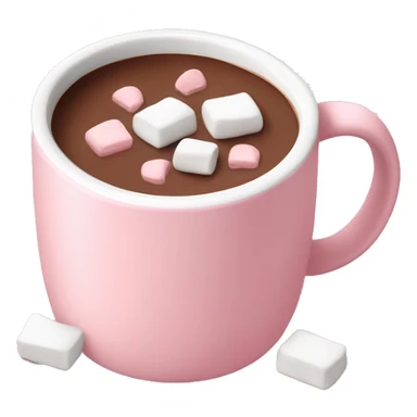 light pink mug with hot chocolate inside and  marshmallows on top sticker