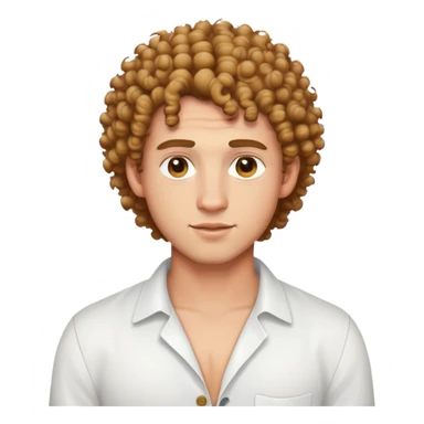 curly-haired guy with light skin in white shirt with unbuttoned top buttons sticker