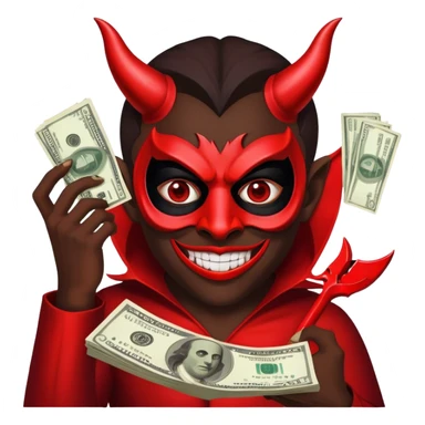 devil emoji doing a money spread sticker