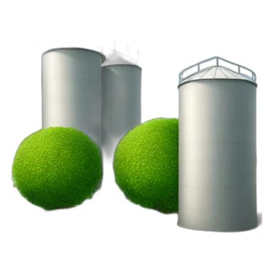 round bushes in front of silo sticker