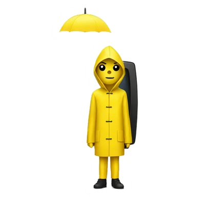 Yellow raincoat with a tv head sticker