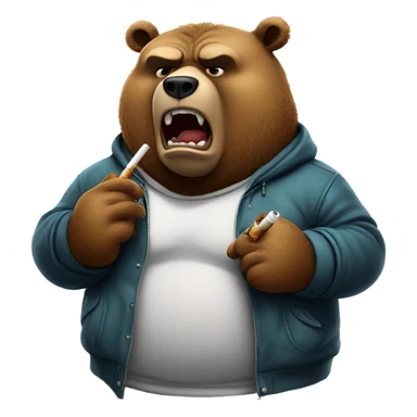 Angry fat bear mad wearing clothes smoking cbd cig sticker