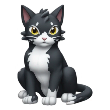 Sitting-Black-and-White-cat-dragon-type-pokemon sticker