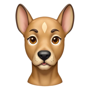 Cinematic Comical Fawn Great Dane Portrait Emoji, Head tilted dramatically with an exaggeratedly amused expression, featuring a sleek fawn coat with a subtle dark mask, wide, expressive amber eyes filled with playful disbelief, Simplified yet hilariously expressive features, highly detailed, glowing with a slightly sassy glow, high shine, dramatic yet playful, stylized with an air of cheeky mischief, bright and endearing, soft glowing outline, capturing the essence of a spirited and over-the-top guardian, so meme-worthy it feels like it could side-eye its way into internet fame instantly! sticker