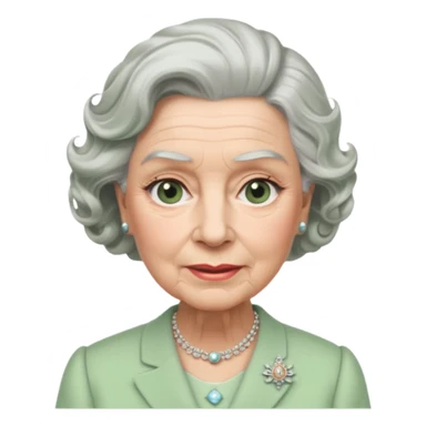 Queen Elizabeth with grey hair and waves in pastel green clothes sticker
