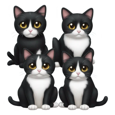 Four black and white tuxedo cats sticker