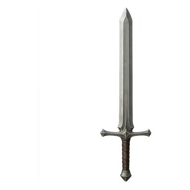 a silver greatsword, broad blade, medieval fantasy design sticker