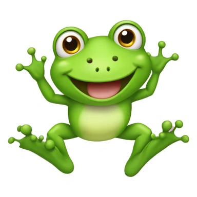 Happy cute frog jumping with four toes and four  sticker