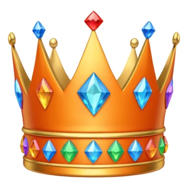 orange 3d crown with rainbow gems sticker