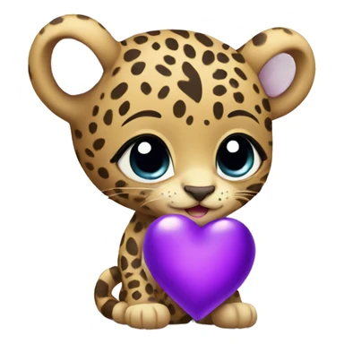 Baby leopard holding a purple heart  sticker