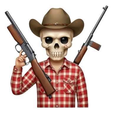 Country hick with a shotgun. From the chest to. In the style of your bleeding skull art sticker