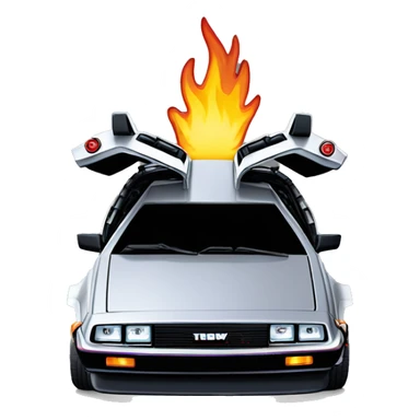 Back To The Future Delorean with Flame Tire Tracks behind sticker