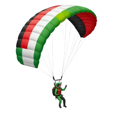 a paraglider flying a palestinian flag wing, respect scrupulously the correct shapes and colours of the palestinian flag, try again sticker