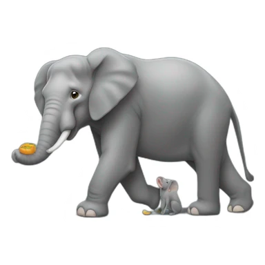 Un éléphant sur un chien qui mange une souris sticker