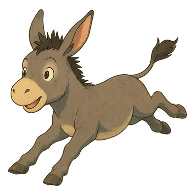 ghibli style donkey flying in the air sticker