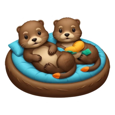 2 Otters in bed sticker