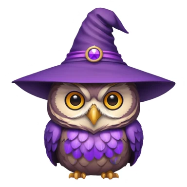 owl wear purple wicth hat sticker