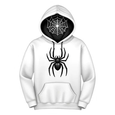 The Black Sp5der Hoodie features a black base with distinctive middle spot where there is a spider web on it sticker