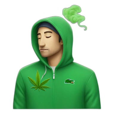 Guy smoking weed using lacoste hoodie sticker