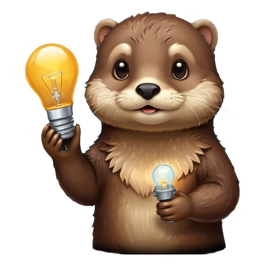 otter holding a lightbulb sticker