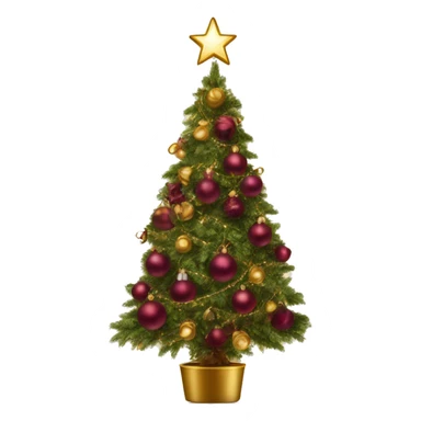 Vintage christmas tree with burgundy ornaments and gold sparkling lights fuller sticker