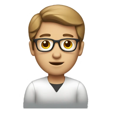 brown short haired white man developer working on macbook sticker