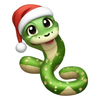 Cute snake with snowflakes and christmas hat sticker