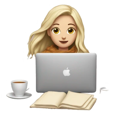 White Girl drinking tea with blanket on a macbook sticker