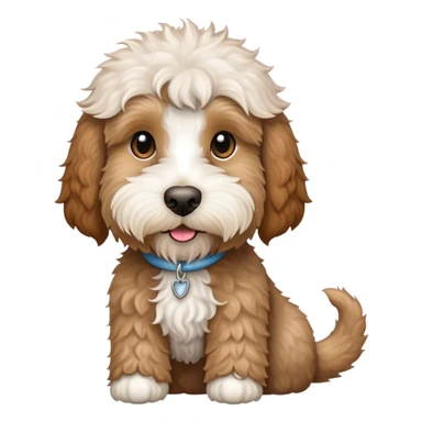 australian labradoodle dog, light brown with the top of her head, neck, and the tip of her tail white sticker