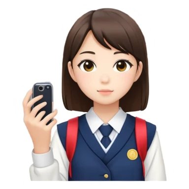 Japanese high school girl taking photos at Kyoto temple during school trip sticker