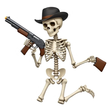 Skeleton with gun sticker