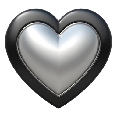 Minimalistic heart emoji, geometric metallic black and white, smooth curves, reflective edges, flat futuristic style
 sticker