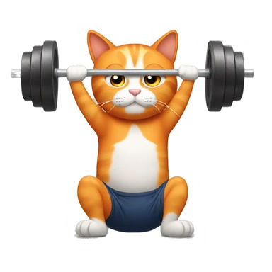 Orange cat lifting weights sticker