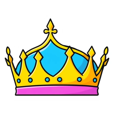 cartoon sticker style crown with bright colors sticker