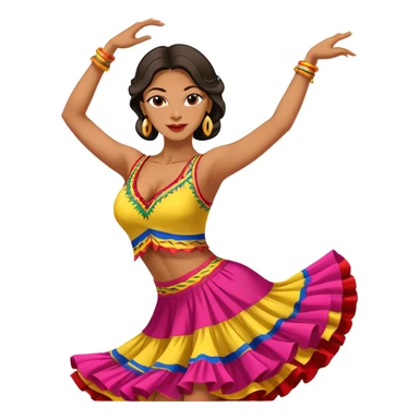 Colombian salsa dancer in colorful dress, dancing with passionate movement, traditional Colombian style sticker