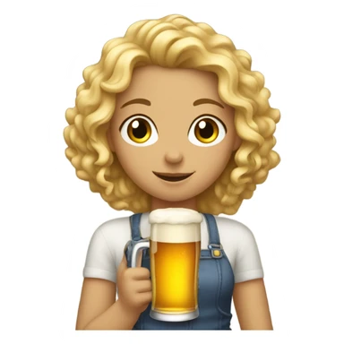 blonde curly girl drinking beer sticker