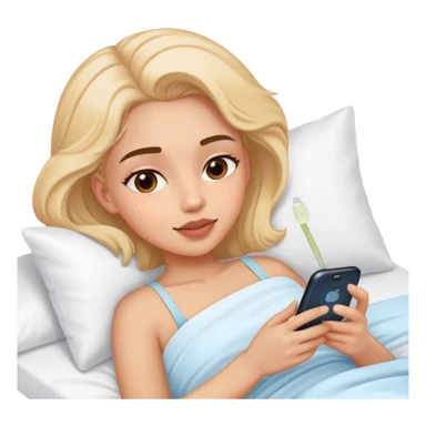 Girl having skincare on, laying In bed using phone  sticker