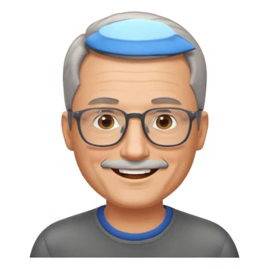 54 year old man, short shaved grey hair, full short, shaved beard stubble, glasses sticker