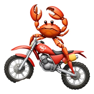 Crab riding dirt bike kicking up dirt sticker