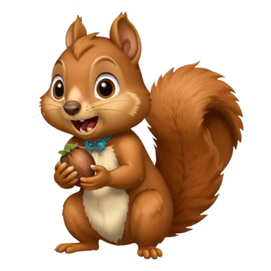 long toothed squirrel eats acorn, panicking in fear sticker