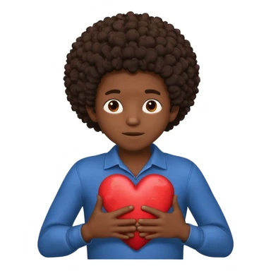 I want a black boy with chocolate skin and a small messy afro holding a heart close to his chest with his hands over the heart as if to present it to someone he loves. I want the name “Aja” on the heart. sticker