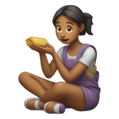 A girl begging to someone to buy her products sticker