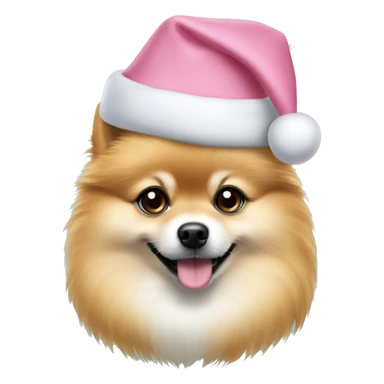 pomeranian dog light blue eyes pink christmas hat on sticker