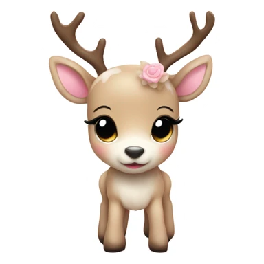 Cute beige baby reindeer white and baby pink sticker