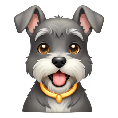 Cinematic Cute Yawning Miniature Schnauzer Portrait Emoji, Head cocked with a wide, adorable yawn and droopy, charming eyes, featuring a neatly trimmed, lovable salt-and-pepper fur, simplified yet irresistibly cute, highly detailed, glowing with a warm, relaxed radiance, high shine, exuding a sleepy yet spirited charm, styled with a soft, cozy glowing outline, capturing the essence of a Miniature Schnauzer mid-yawn, radiating pure, drowsy cuteness! sticker