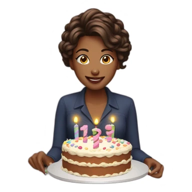 Birthday girl cutting a cake sticker