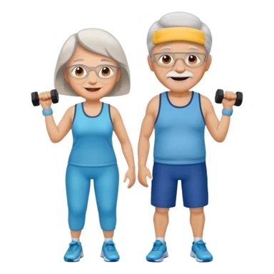 light skin grandma and grandpa work out and They have neutral colours of sport clothes sticker