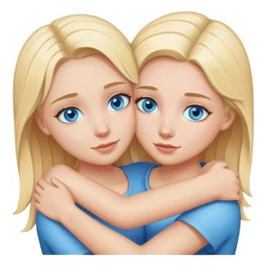 Two blonde girls with blue eyes hug each other sticker